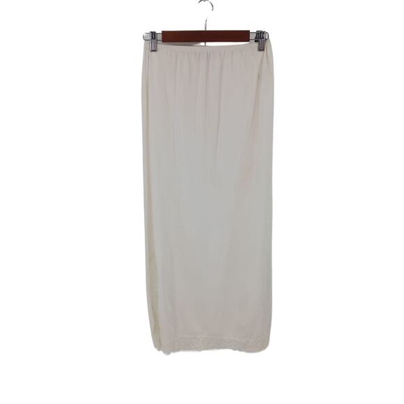 Vintage Ivory Floral Lace Trim Romantic Fairy Core Maxi Half Slip Sz Large - Picture 2 of 5